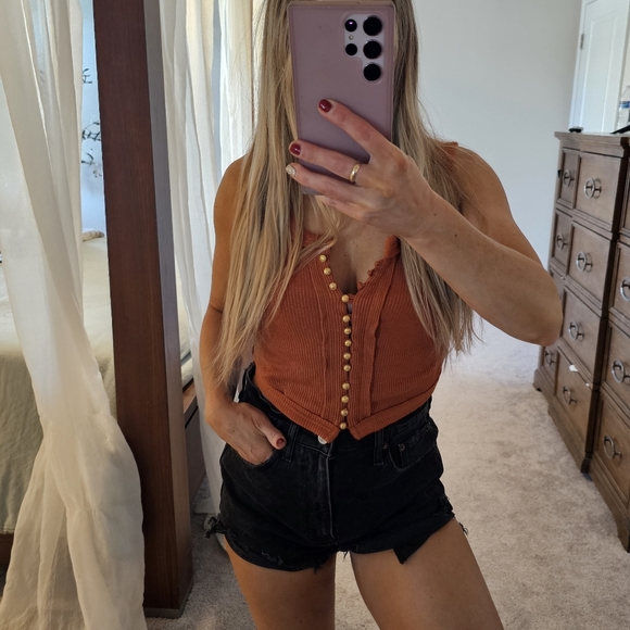 Free people cropped ribbed tank top new sz M - Picture 10 of 11